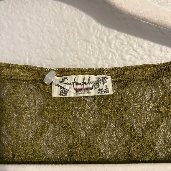 NWOT Free People Keep It Simple Lace Green Baby Tee - Picture 6 of 7